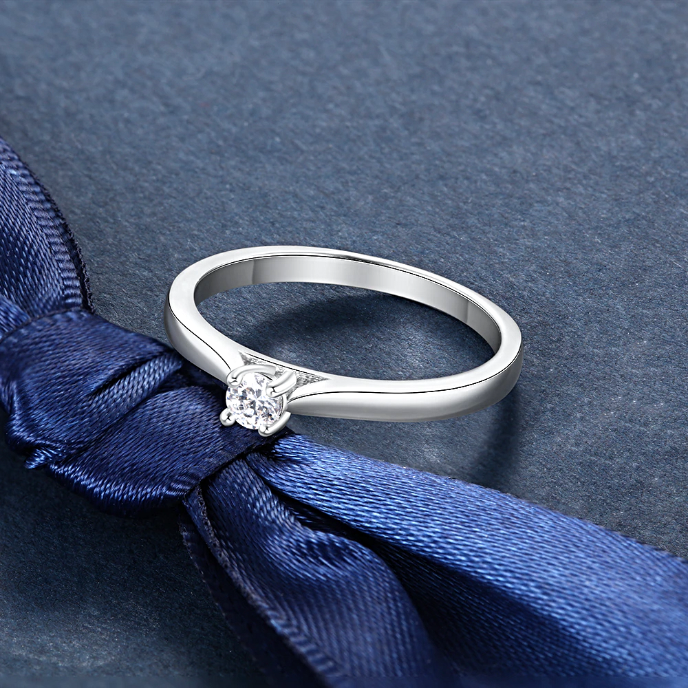 Rings Silver Color Cubic Zirconia Round - 1MRK.COM