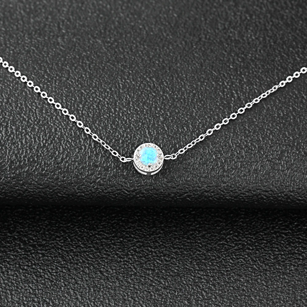 Round Blue Opal Stone Bracelets Silver - 1MRK.COM
