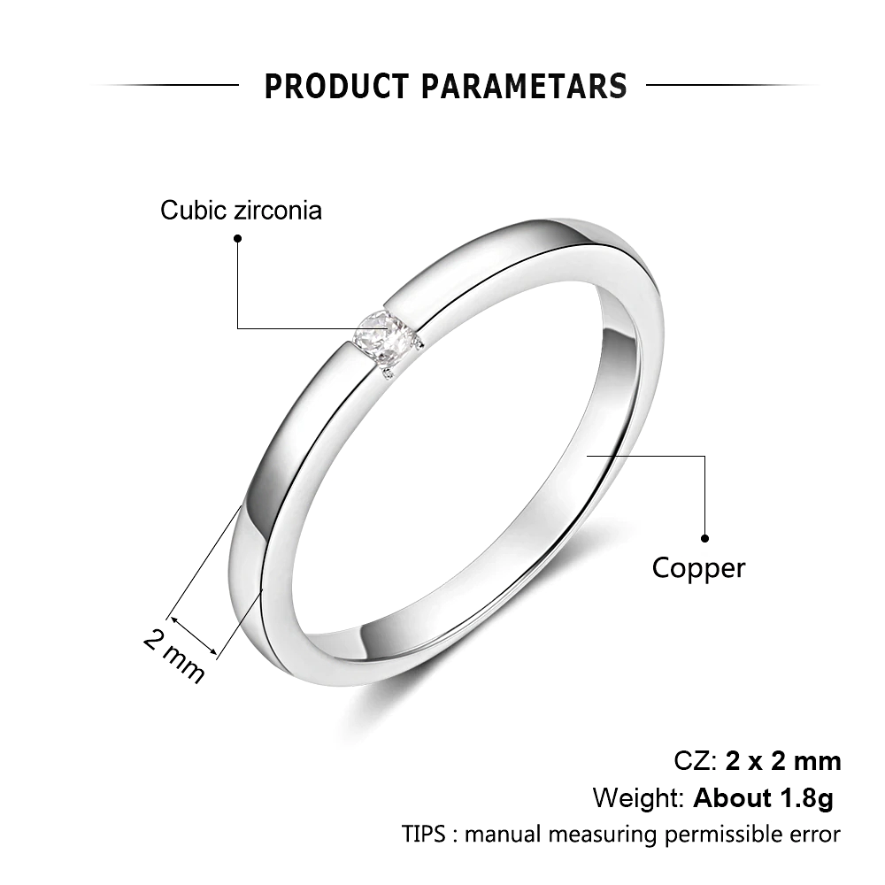 Luxury Silver Color Rings Round Cubic Zircon - 1mrk.com