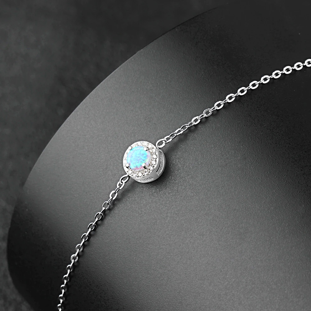 Round Blue Opal Stone Bracelets Silver - 1MRK.COM
