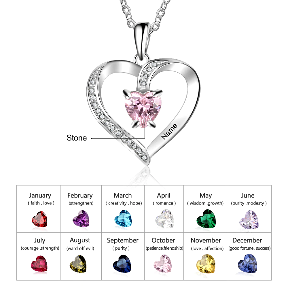 Personalized Name Necklace Custom Heart Stone - 1MRK.COM