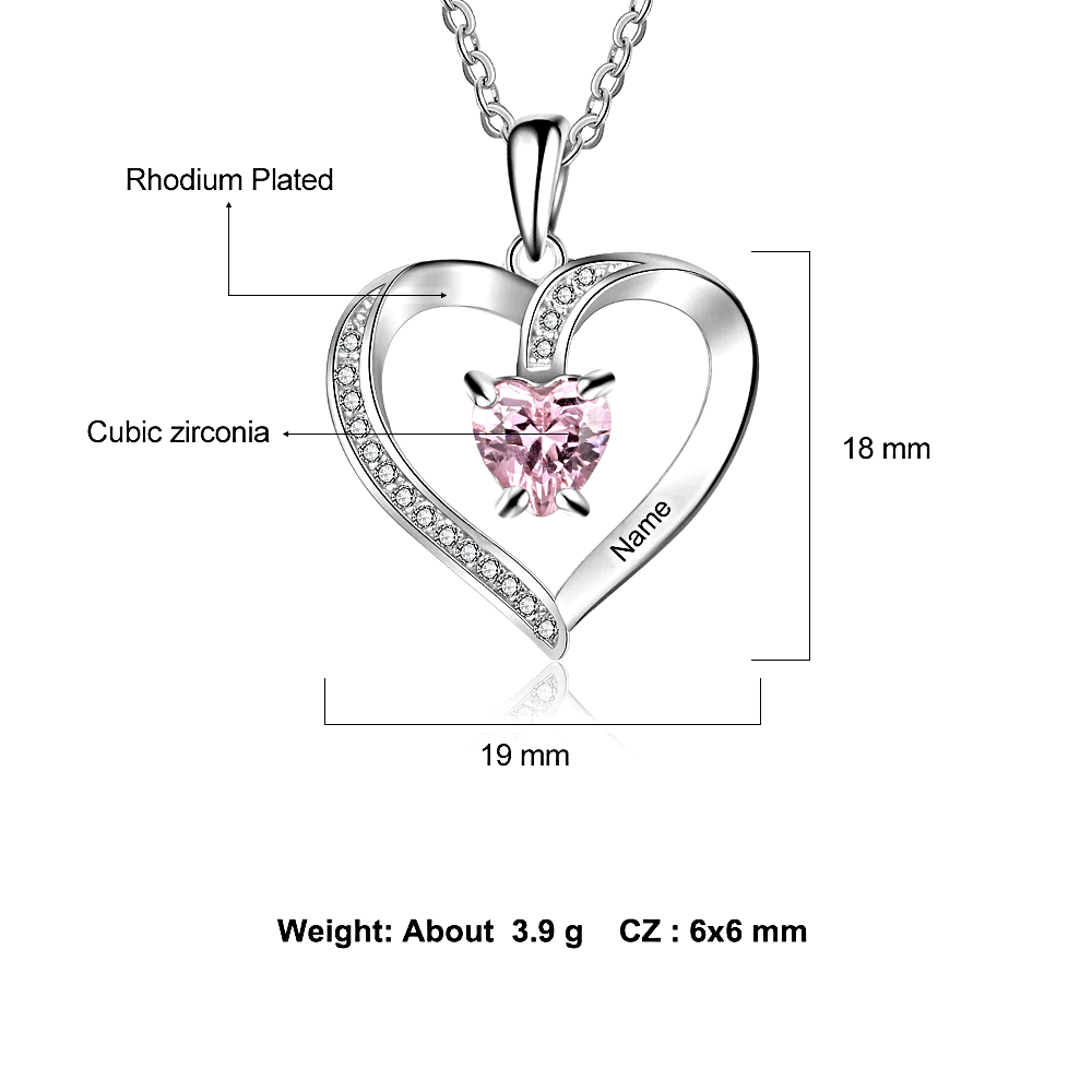 Personalized Name Necklace Custom Heart Stone - 1MRK.COM
