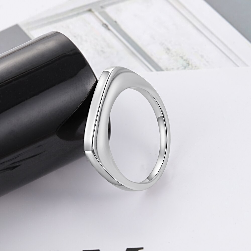 Silver Color Stackable Rings Geometric Rectangle - 1MRK.COM