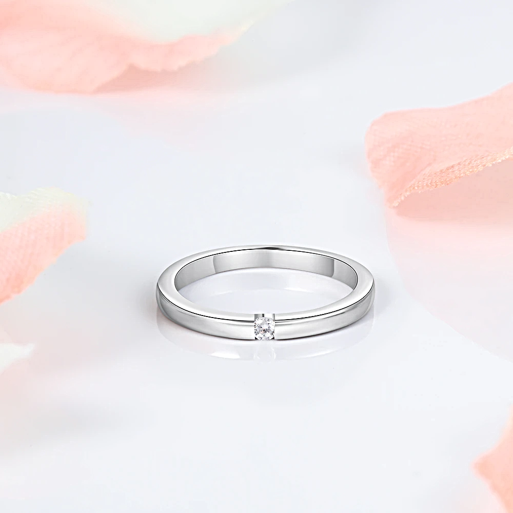Luxury Silver Color Rings Round Cubic Zircon - 1mrk.com