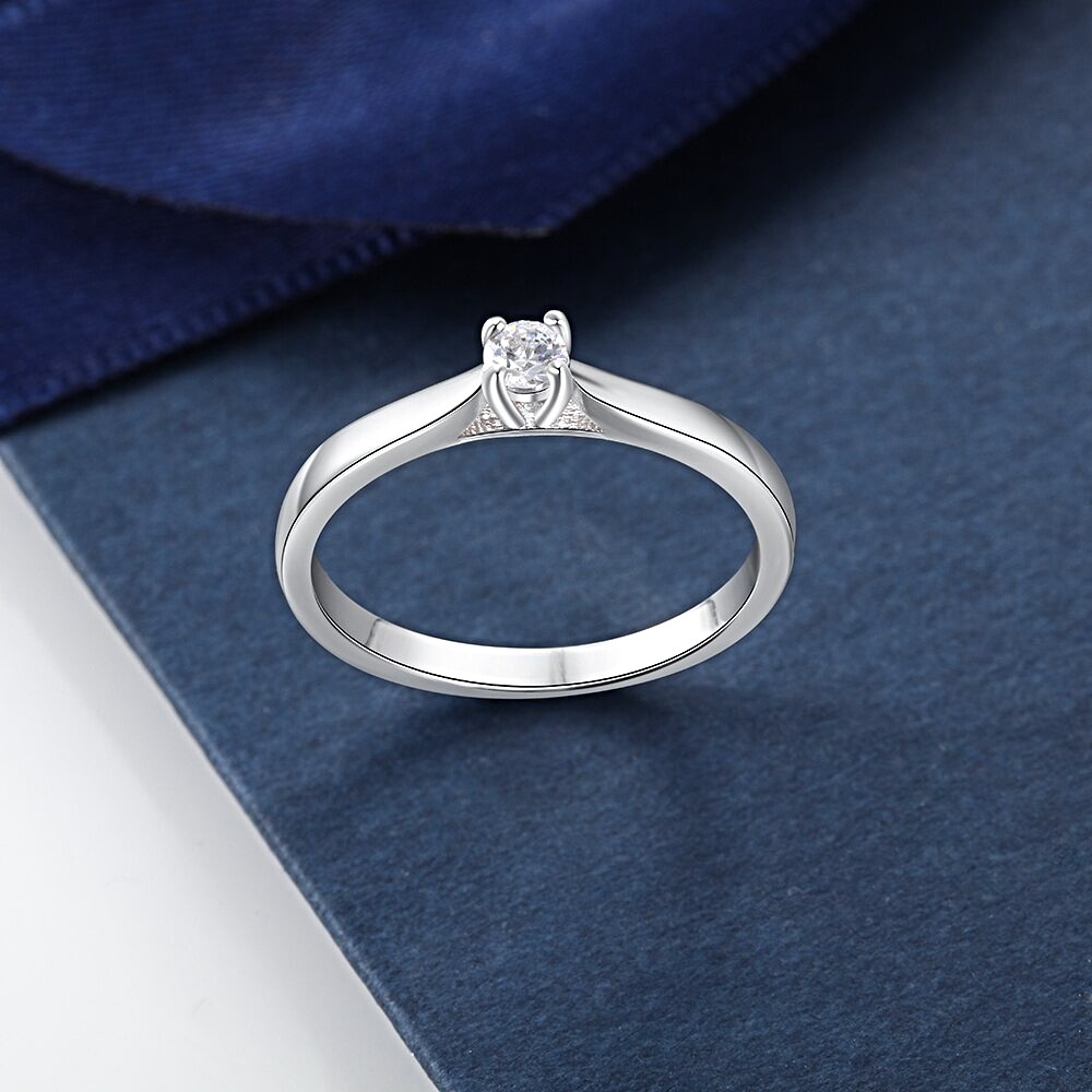 Rings Silver Color Cubic Zirconia Round - 1MRK.COM