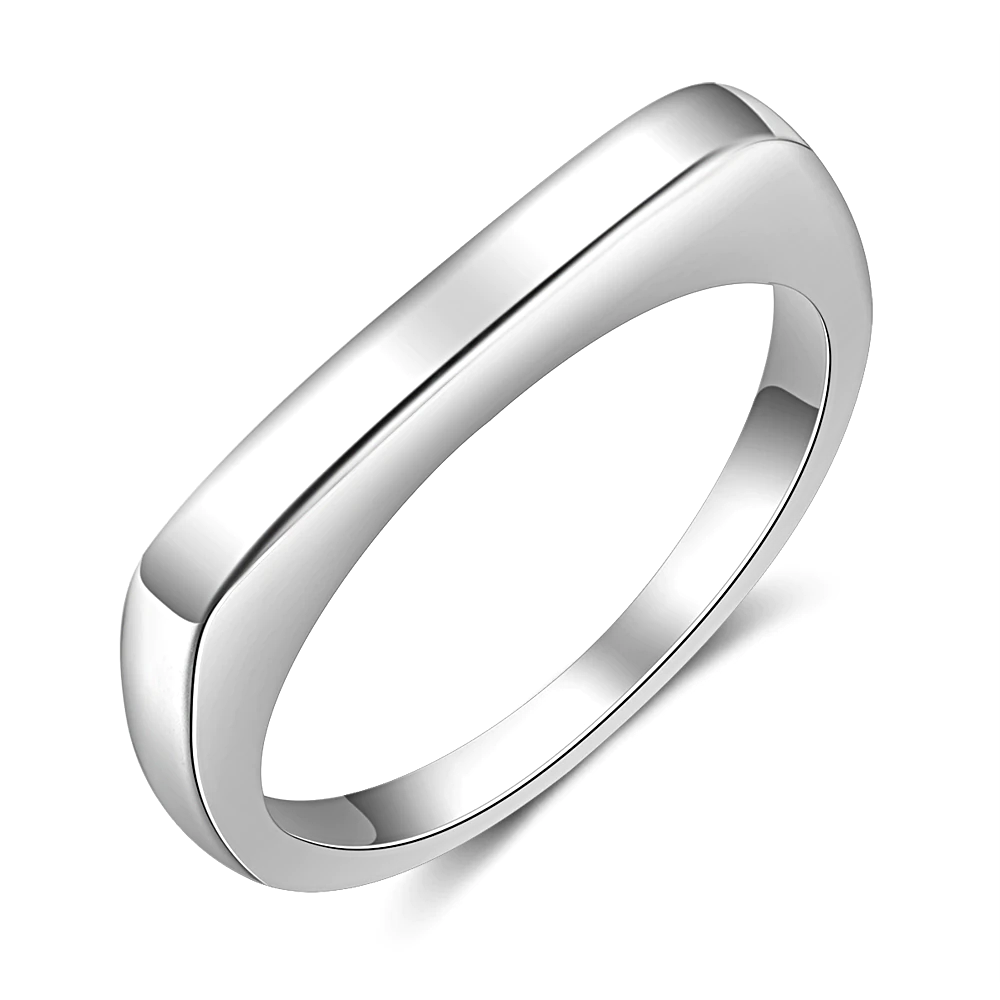 Silver Color Stackable Rings Geometric Rectangle - 1MRK.COM