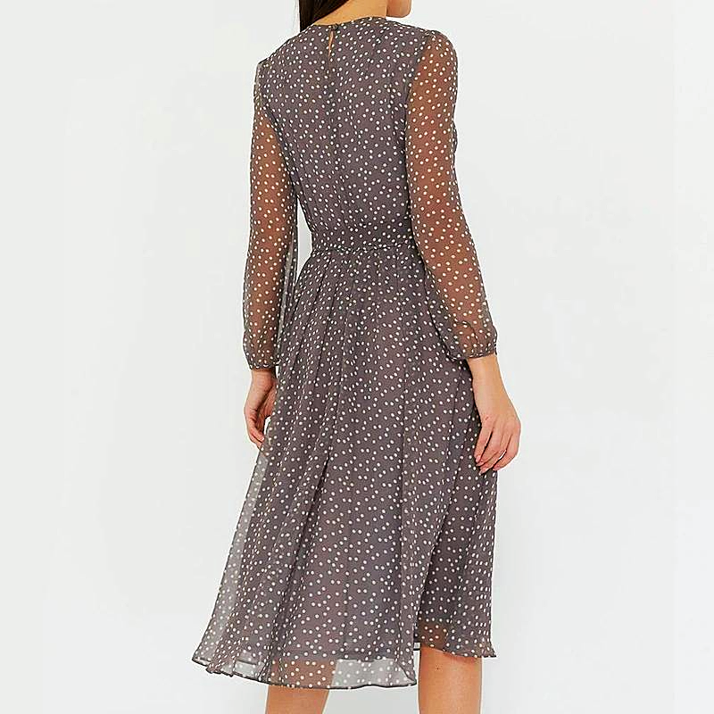 Long-Sleeved Women Midi Dress | 2mrk Sale Online Long-Sleeved Women Midi Dress in Polka Dot 1MRK.COM