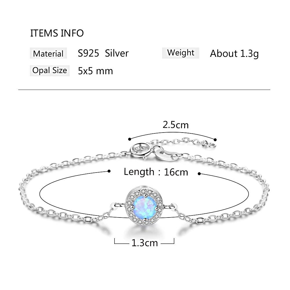Round Blue Opal Stone Bracelets Silver - 1MRK.COM