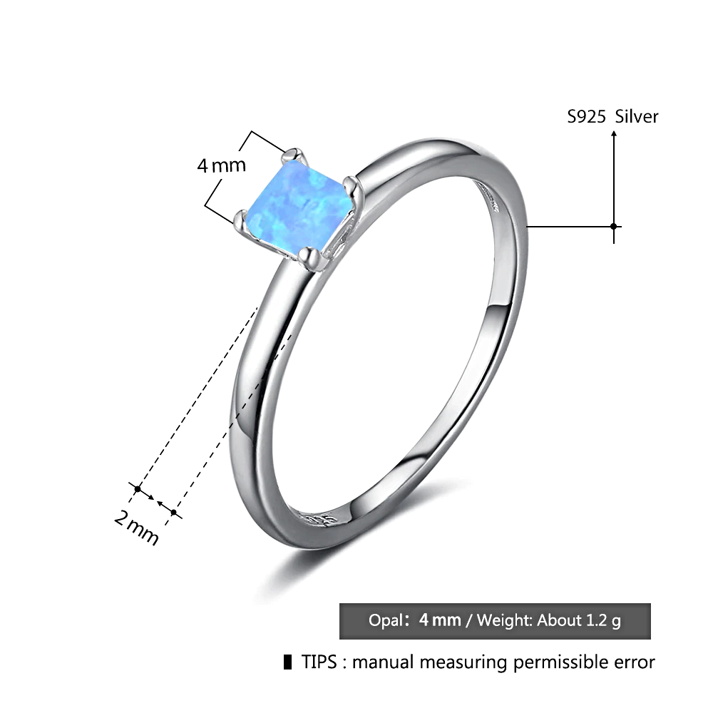 Silver Blue Opal Rings Finger - 1MRK.COM