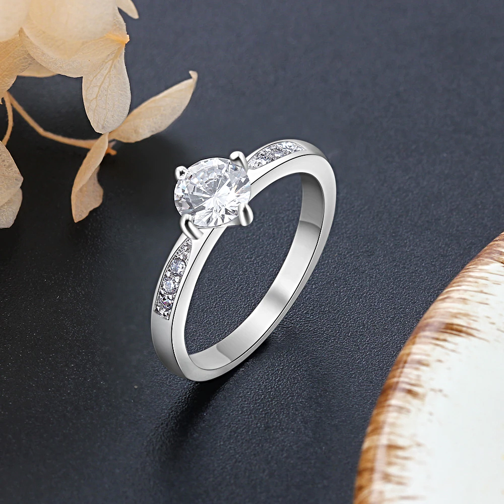 Silver Color Rings Simple Style Zircon - 1mrk.com