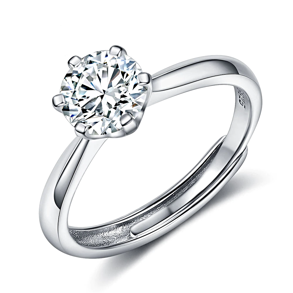 Sterling Silver Moissanite Rings Adjustable - 1MRK.COM