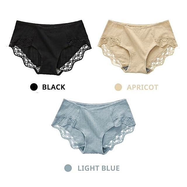 3Pcs Cotton Panty Women's Panties Comfort Underwear - 1mrk.com