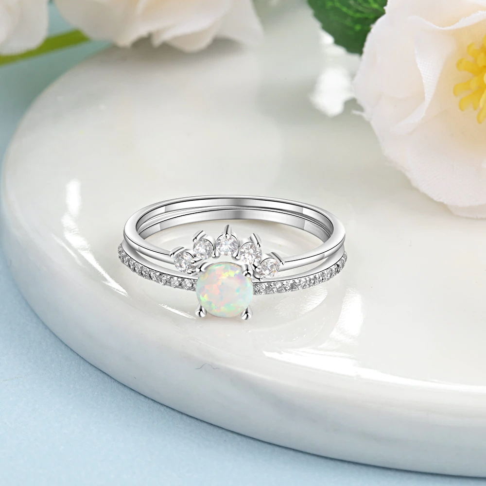 Silver Opal Rings Crystal Finger - 1MRK.COM