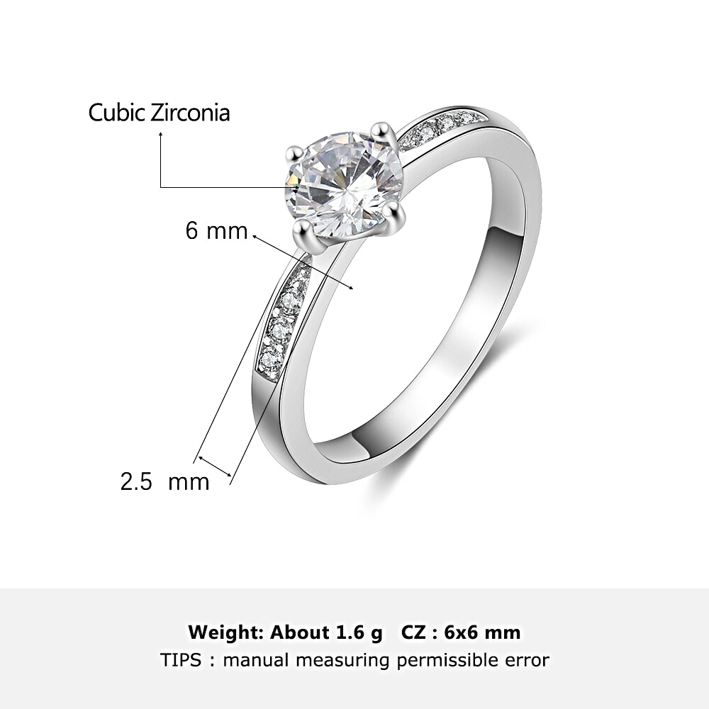 Silver Color Rings Simple Style Zircon - 1mrk.com