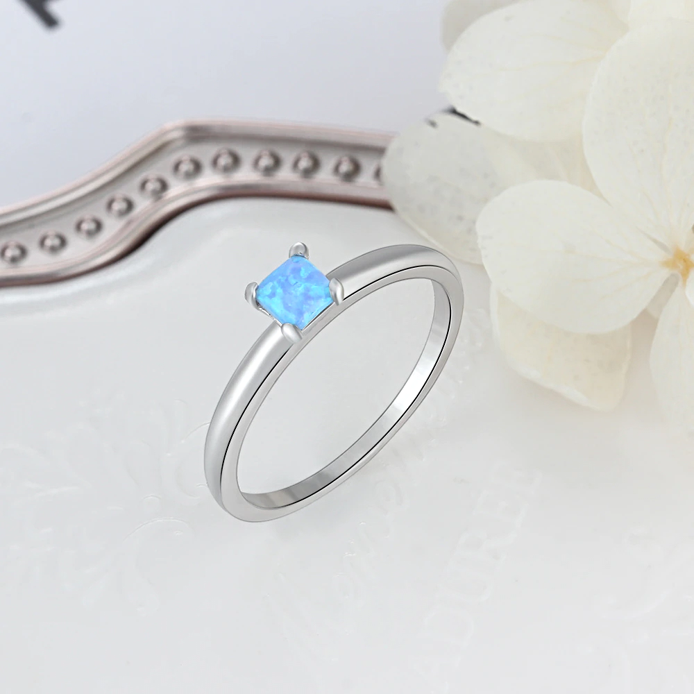 Silver Blue Opal Rings Finger - 1MRK.COM