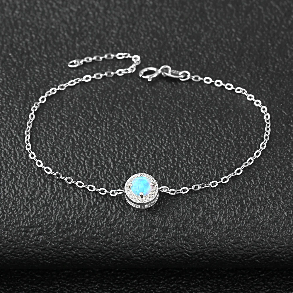 Round Blue Opal Stone Bracelets Silver - 1MRK.COM