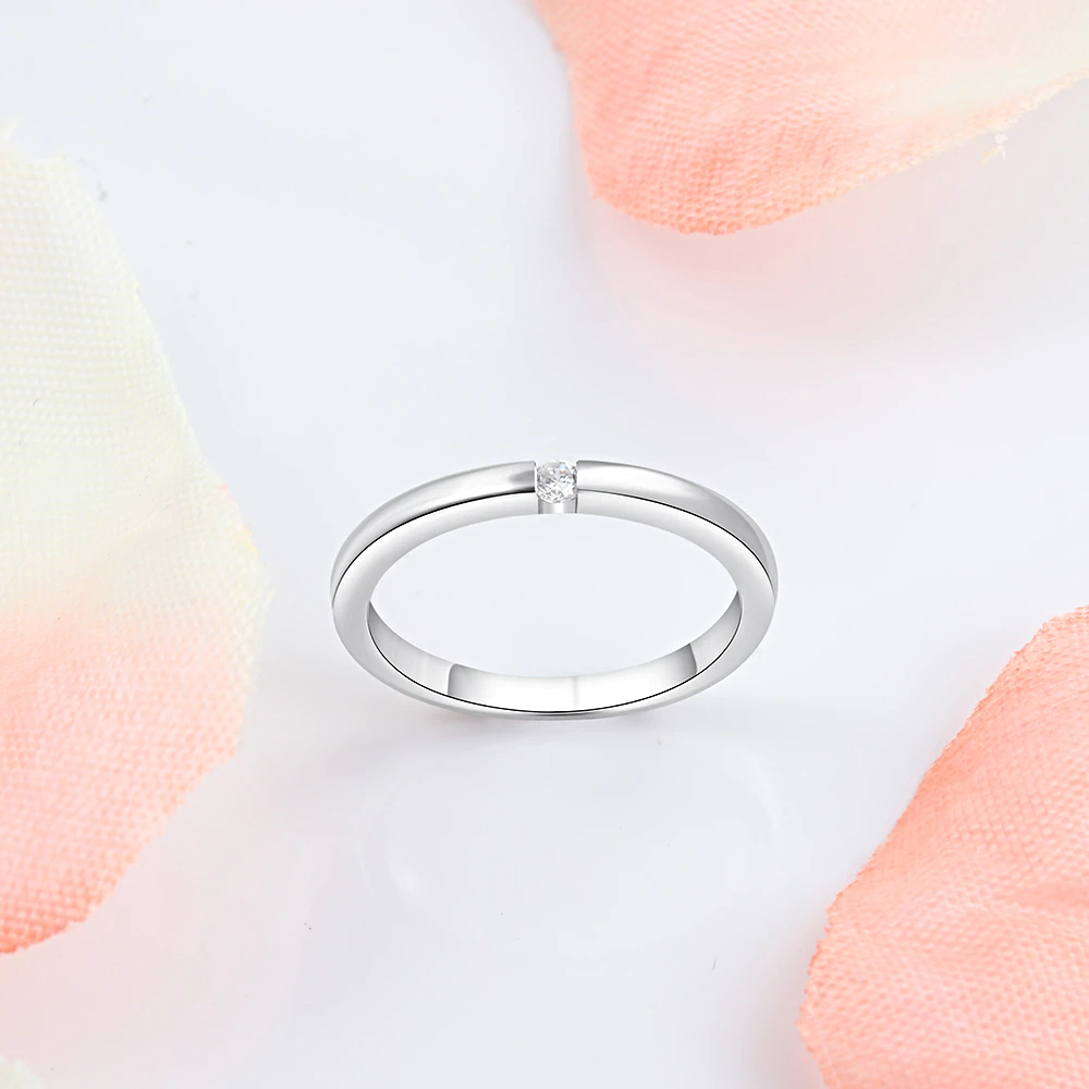Luxury Silver Color Rings Round Cubic Zircon - 1mrk.com