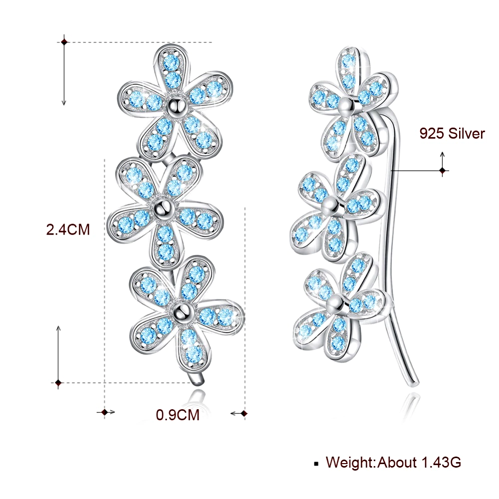 Earrings Flower Luxury Zirconia Blue White - 1MRK.COM