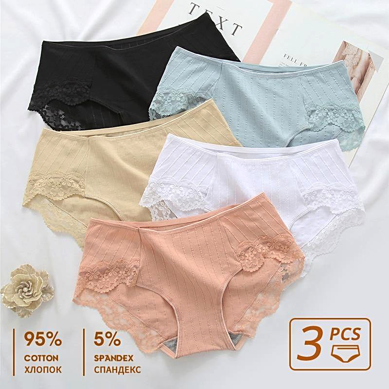 3Pcs Cotton Panty Women's Panties Comfort Underwear - 1mrk.com