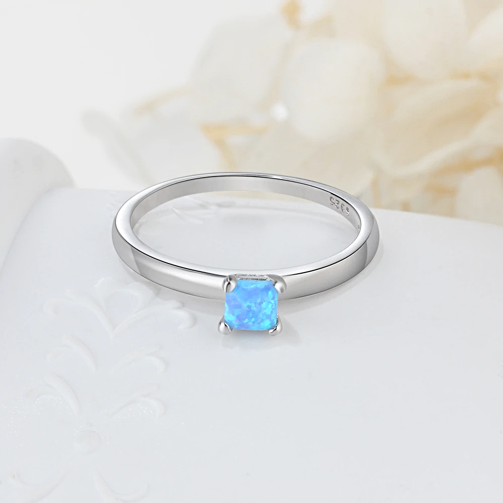 Silver Blue Opal Rings Finger - 1MRK.COM