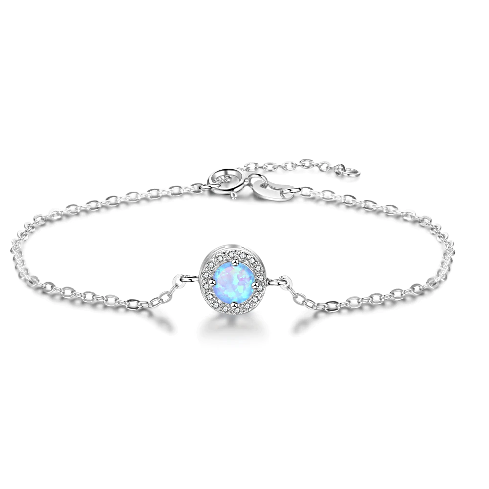Round Blue Opal Stone Bracelets Silver - 1MRK.COM