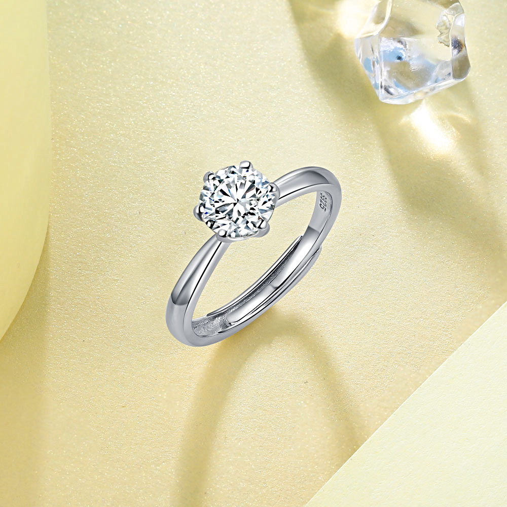 Sterling Silver Moissanite Rings Adjustable - 1MRK.COM