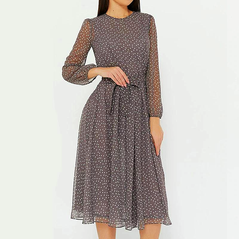 Long-Sleeved Women Midi Dress | 2mrk Sale Online Long-Sleeved Women Midi Dress in Polka Dot 1MRK.COM