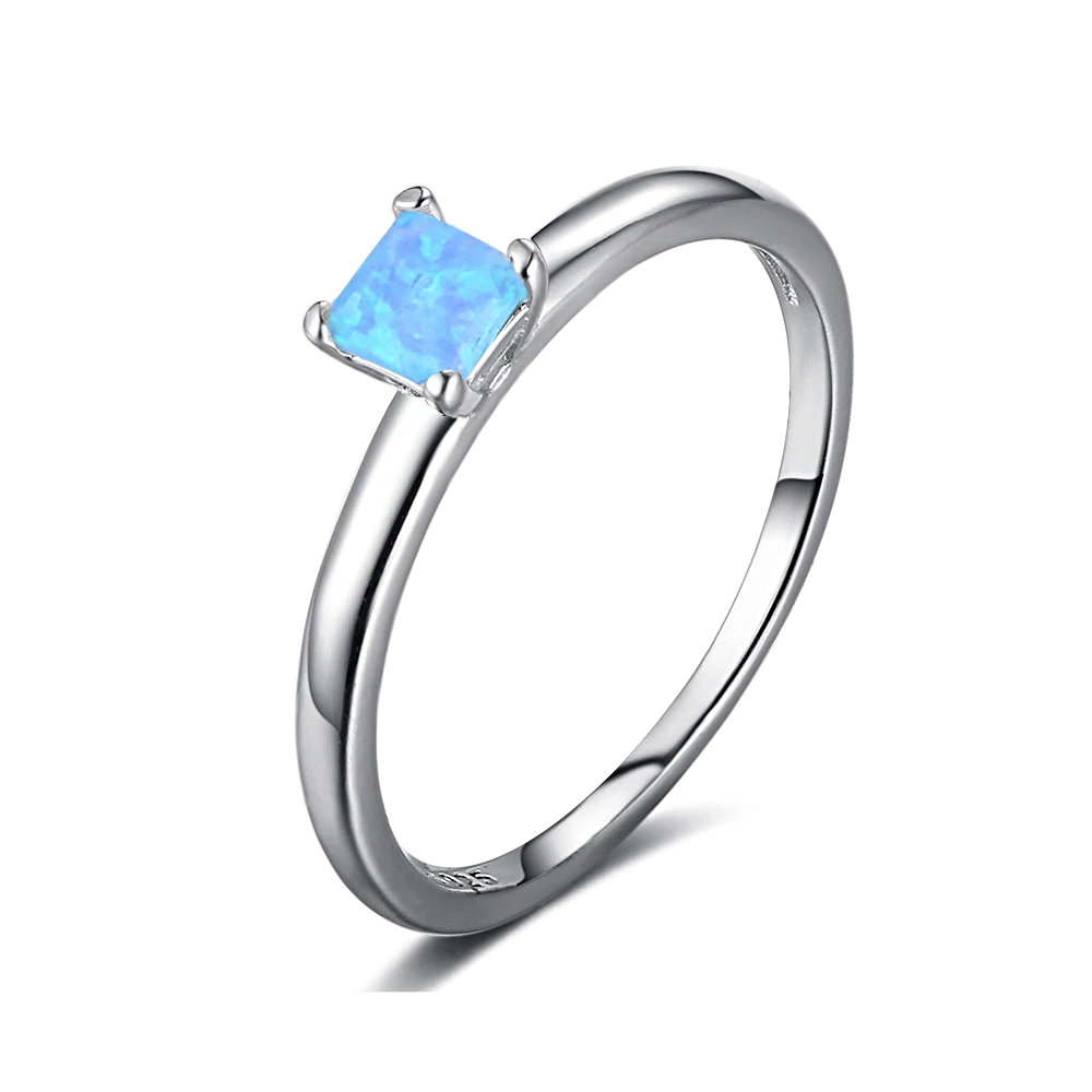 Silver Blue Opal Rings Finger - 1MRK.COM
