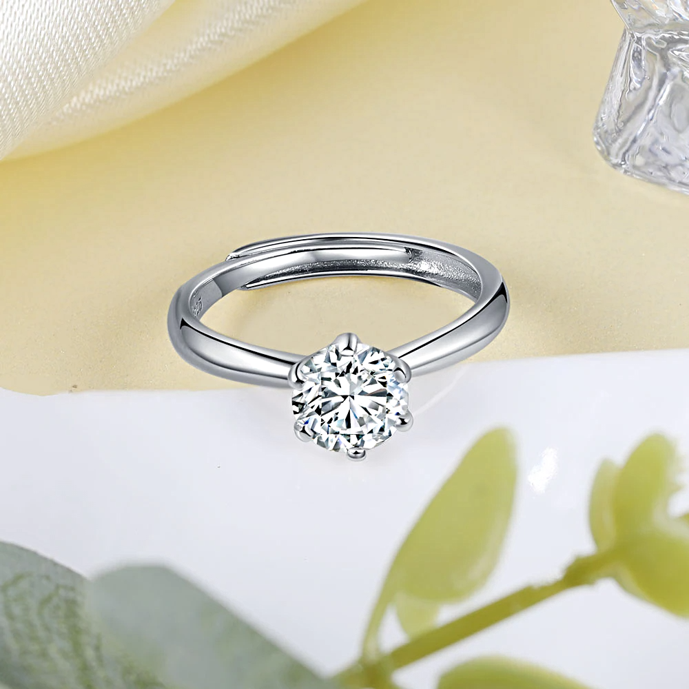 Sterling Silver Moissanite Rings Adjustable - 1MRK.COM