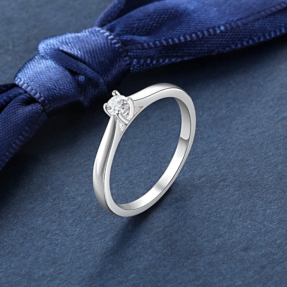 Rings Silver Color Cubic Zirconia Round - 1MRK.COM