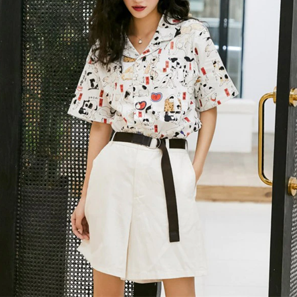 Vintage Cat Print Blouse - PetsiPaws